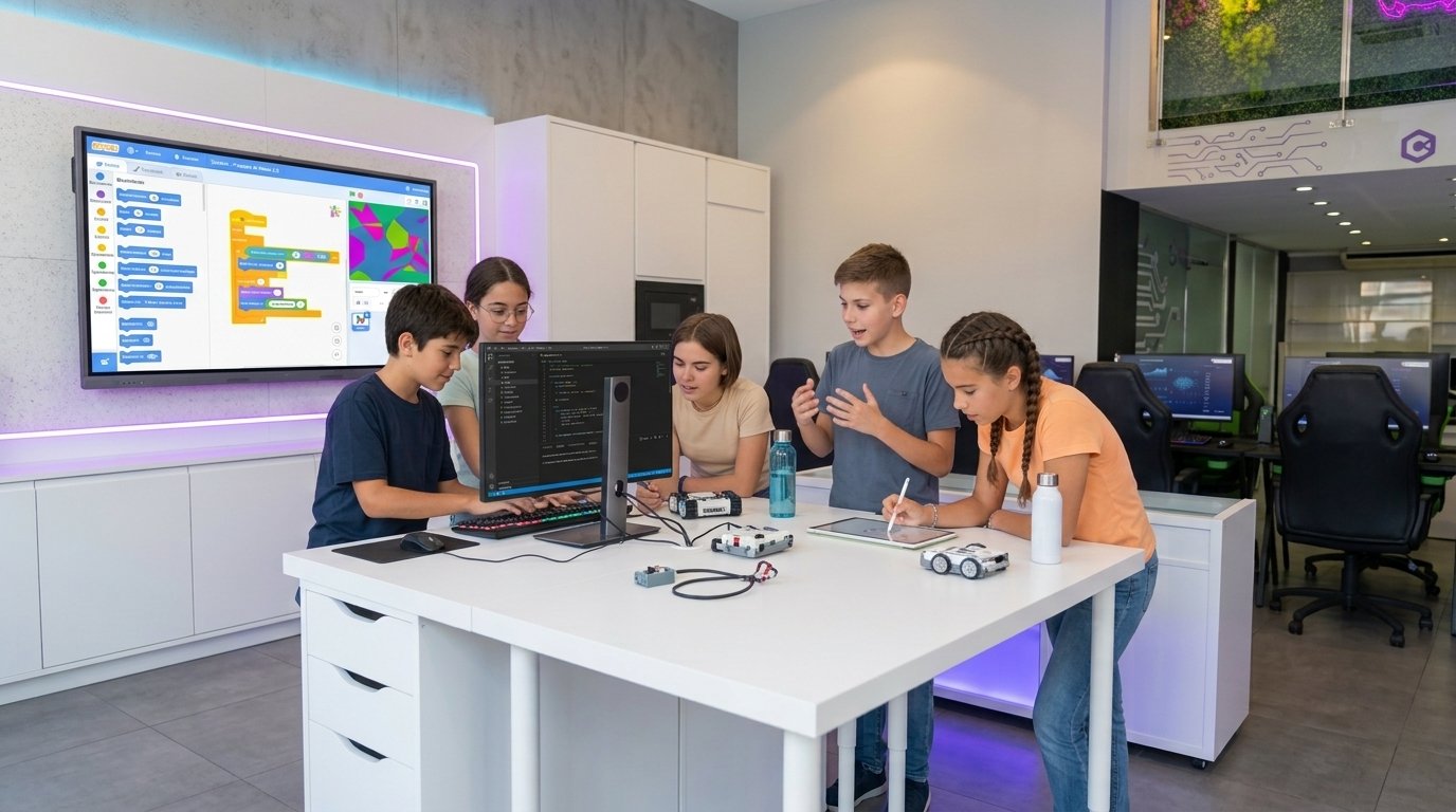 Alumnos aprendiendo programación mediante proyectos en GENIA
